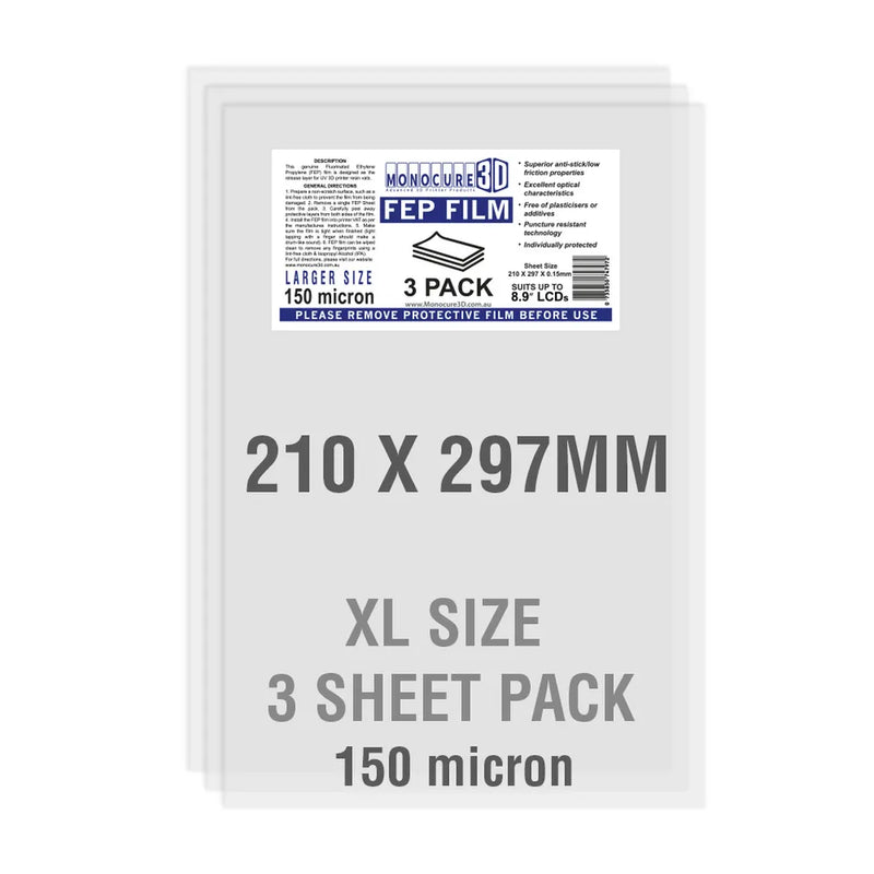 Monocure 3D FEP FILM 150 Micron XL (3 Sheet Pack)