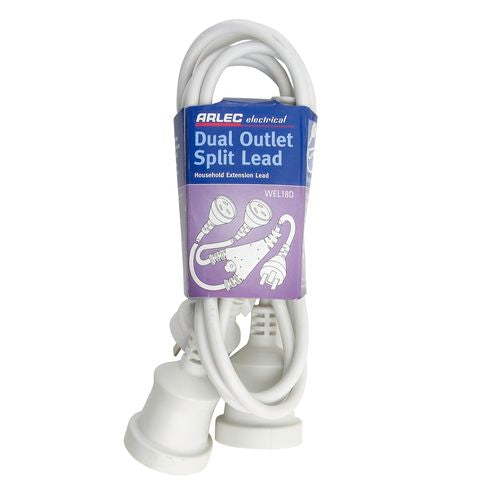 Arlec 1.8m Domestic Dual Outlet Split Extension Lead
