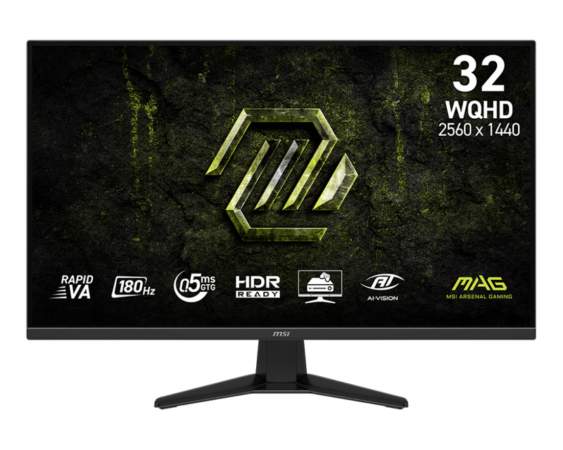 MSI BLACK/31.5"/Flat/Rapid VA/2560x1440/180Hz/0.5ms/2xHDMI+1xDP/