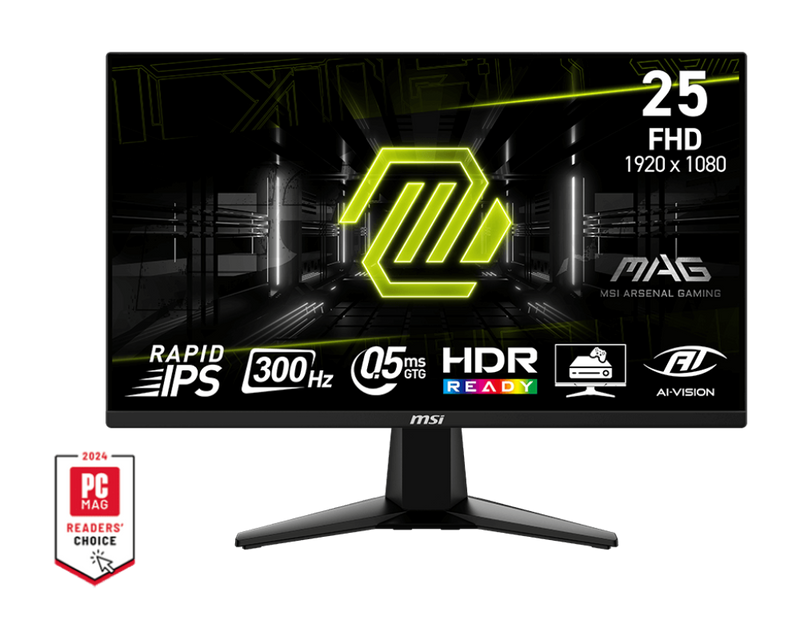 MSI BLACK/24.5"/Flat/Rap IPS/1920x1080/300Hz/0.5ms/2xHDMI+1xDP/