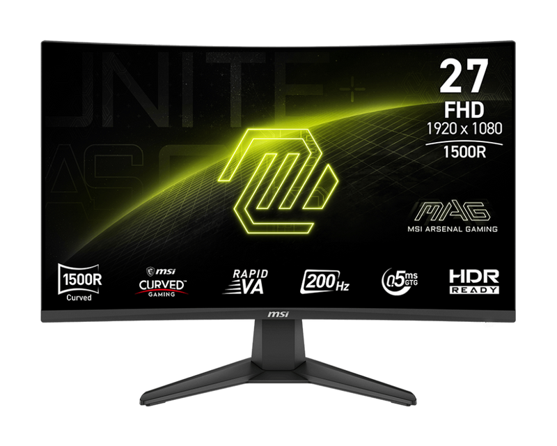 MSI BLACK/27"/Curved/1500R/1920x1080/200Hz/0.5ms/1xHDMI+1xDP/