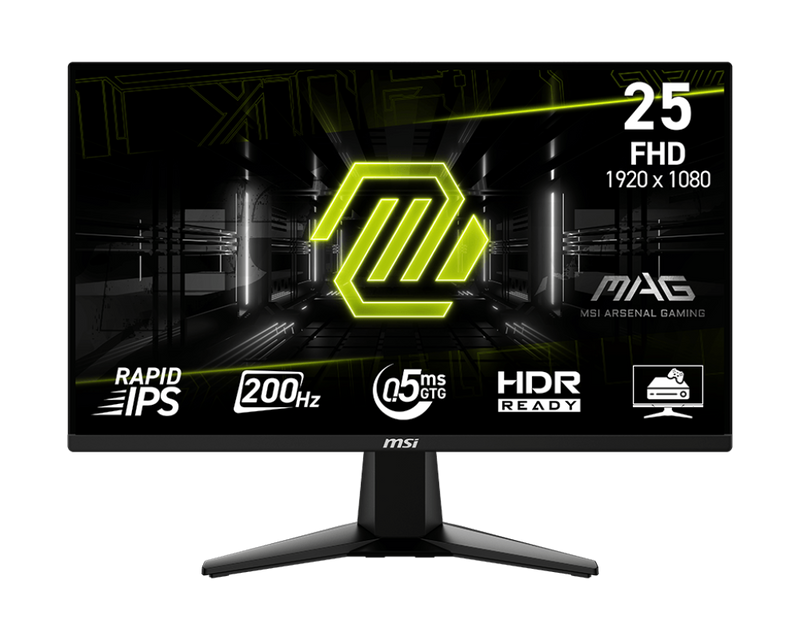 MSI BLACK/24.5"/Flat/Rap IPS/1920x1080/200Hz/0.5ms/1xHDMI+1xDP/