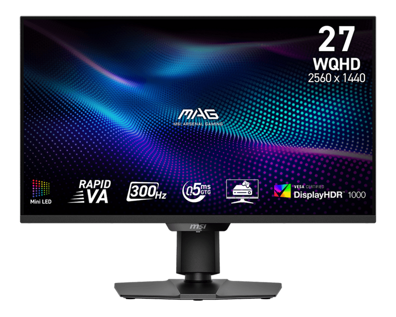 MSI BLACK/27"/FLAT/RAPID VA/MINI LED/2560x1440/300Hz/0.5ms/2xHDMI+1xDP/