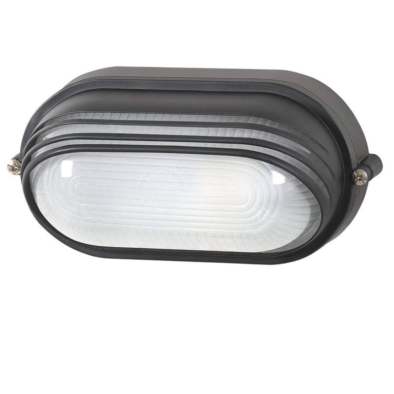 Arlec Large Black Oval Louvred Bunker Light
