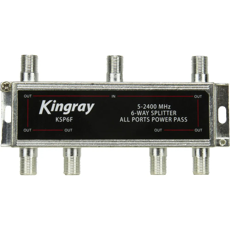 Kingray 6 Way All Ports Power Pass Splitter, 5-2400 MHz - Foxtel Approval F30964