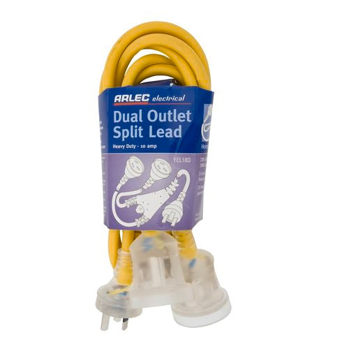 Arlec 1.8m Heavy Duty Dual Output Split Extension Lead