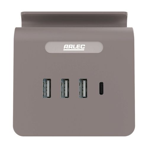 Arlec 4 Port USB Hub With Braided Lead - Simply Taupe