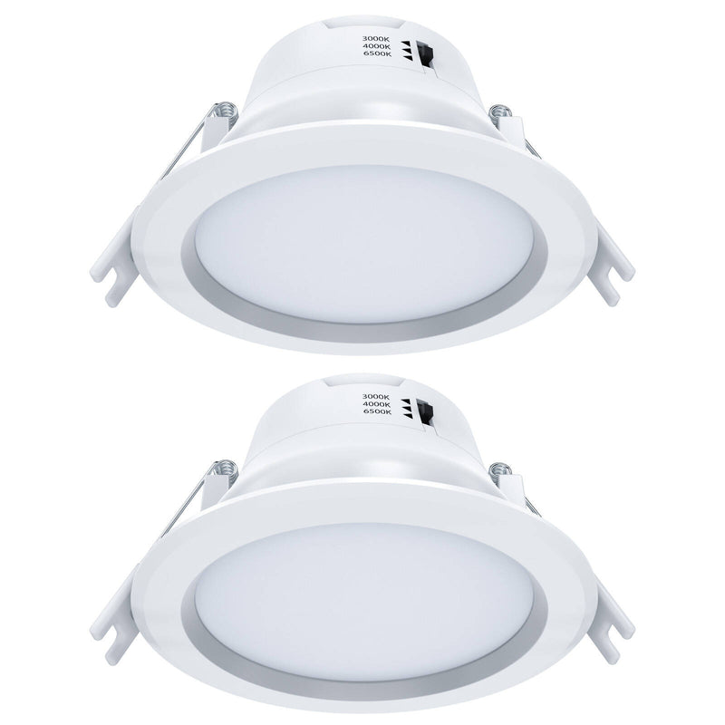 Arlec 9W 92mm Tri-Colour Dimmable LED Downlight Recessed Lens - 2 Pack