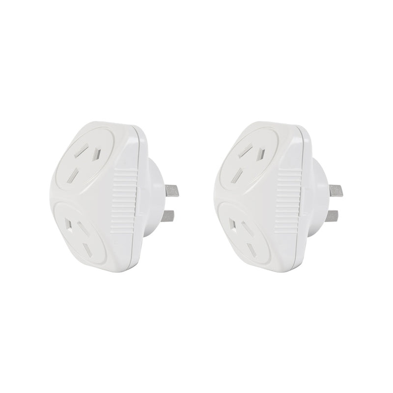 Arlec 2400W Double Adaptor - Twin Pack