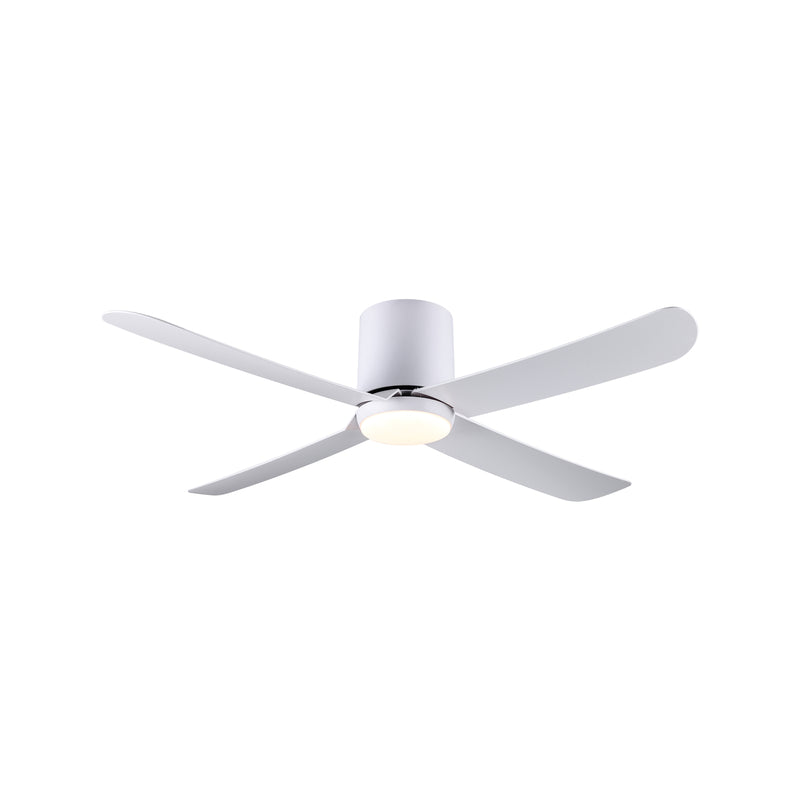 Arlec Hugo 127cm Matte White Hugger 4 Blade AC Ceiling Fan With CCT LED Light