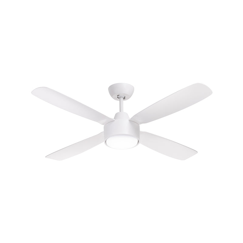 Arlec 120cm White Matte AER 4 Blade DC Ceiling Fan With LED Light