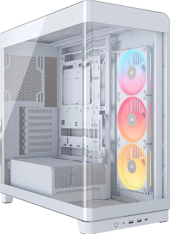 Corsair FRAME 4500X LX-R RGB LINK Panoramic Glass Mid-Tower PC Case White: up to 460mm GPU, 360mm radiators, rich I/O, and versatile fan/rad mounts