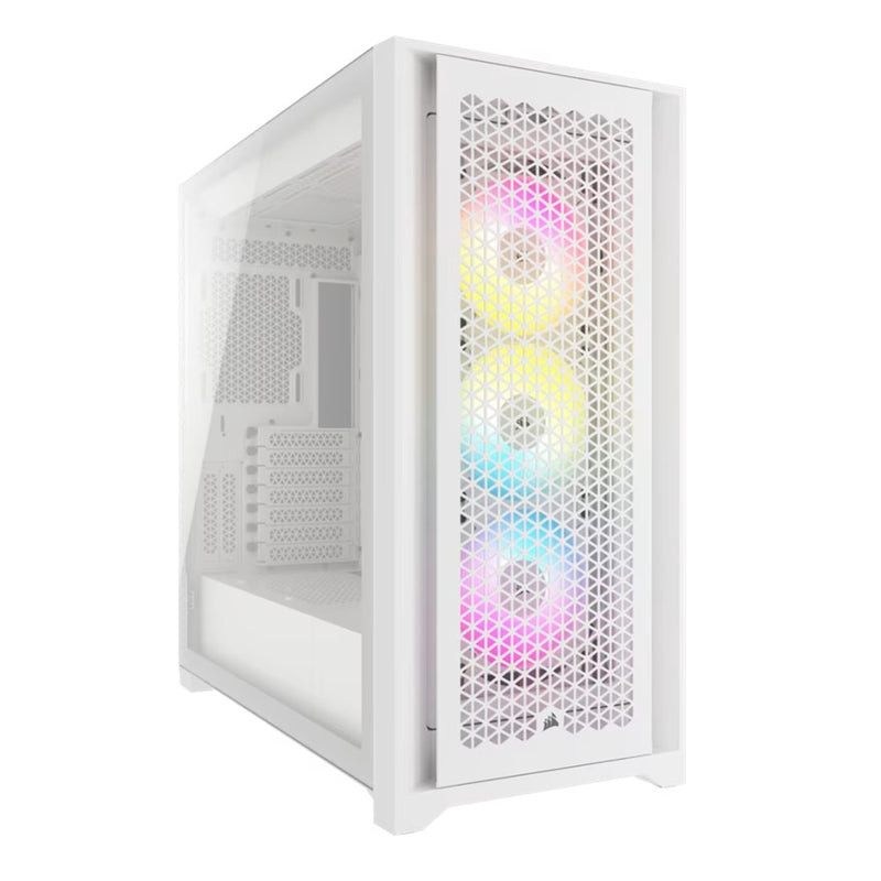 (LSCorsair iCUE 5000D RGB High Airflow, 3x AF120 RGB Elite Fan, Lighting Node Pro Controller, Tempered Glass Mid-Tower, White Gaming Case