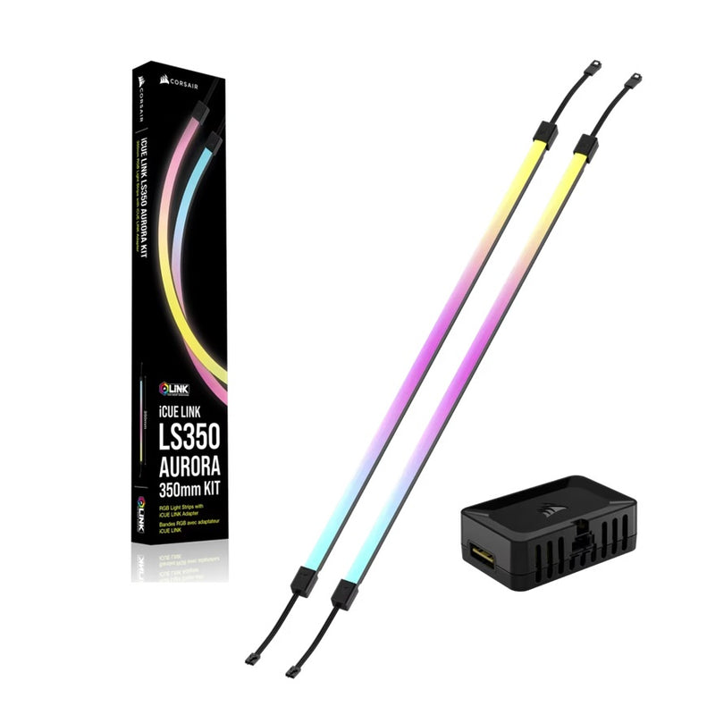 Corsair iCUE LINK LS350 Aurora RGB Light Strips - 350mm Kit â€“ 350Ã—10Ã—10mm, magnetic mount, black, addressable LEDs