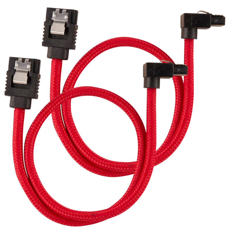 Corsair Premium Sleeved SATA 6Gbps 60cm 90Â° Connector Cable â€” Red