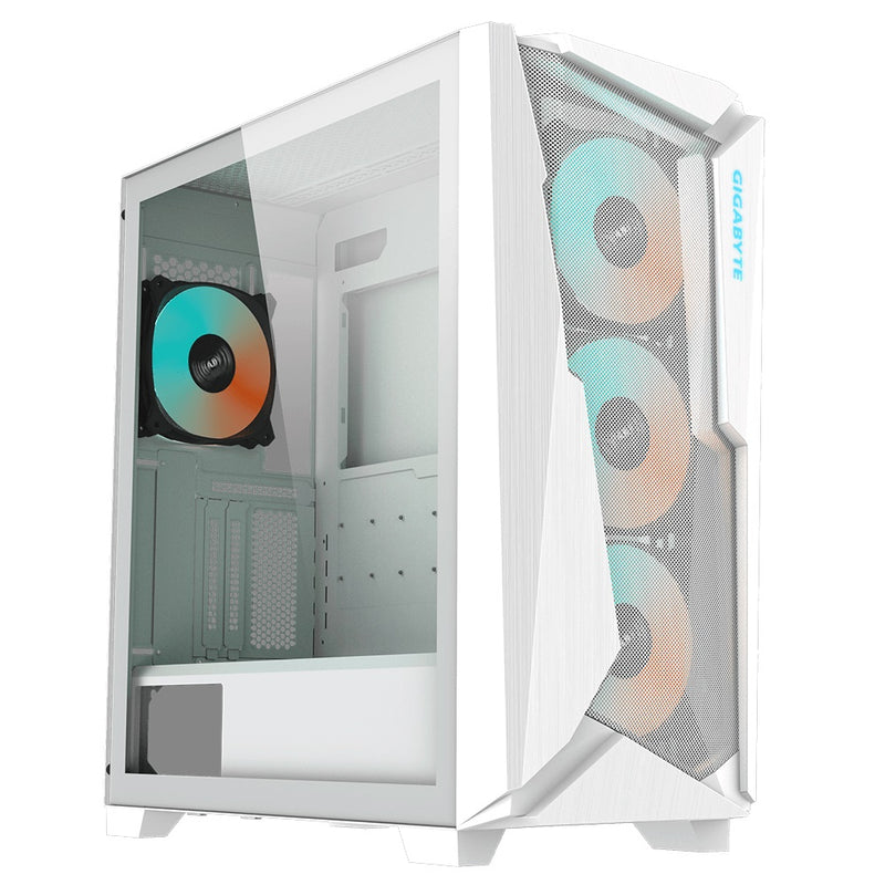(LS) Gigabyte C301 RGB Tempered Glass E-ATX White Mid Tower Gaming Chassis  2x3.5' 2x2.5' 2xUSB3.0 Detachable Dust Filter Liquid Cooling PSU ATX