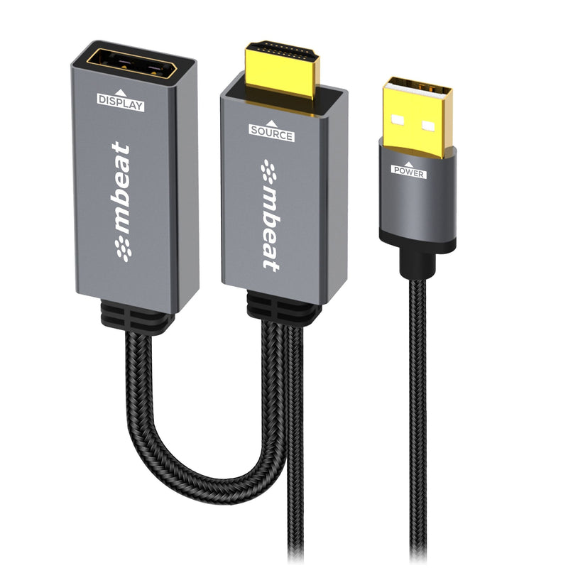 mbeatÂ® Tough Link HDMI to DisplayPort Adapter with USB Power  Seamless Signal Transfer  Plug-and-Play Convenience Cable Length: 15cm Package