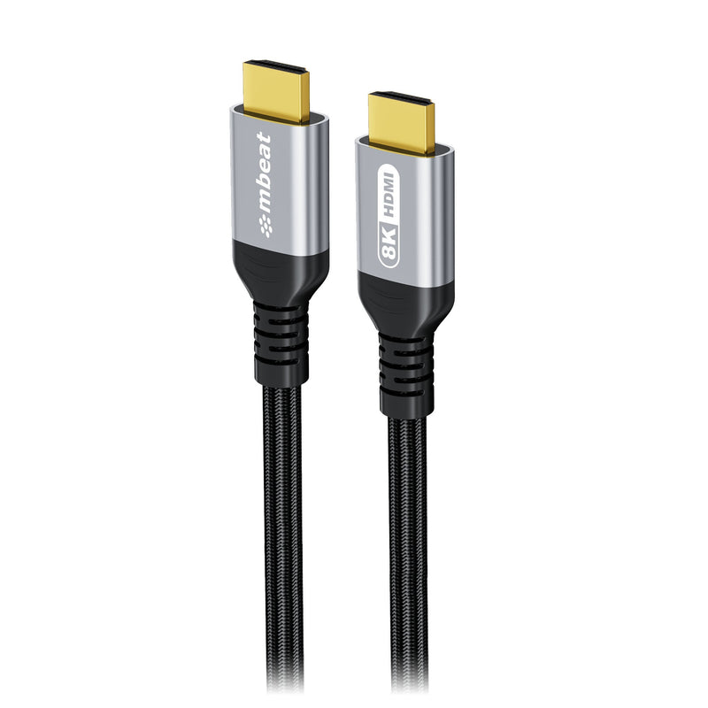 mbeatÂ® Tough Link 1.5m Certified 8K HDMI Cable - Space Grey  HDMI 2.1 (male) to HDMI 2.1 (male) 50cm Ã— 2.02cm Ã— 1.13cm