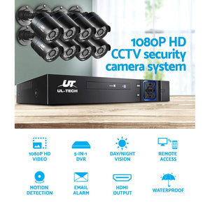 UL Tech 1080P 8 Channel / 8 x Cameras / HDMI CCTV Security Camera with 1TB Hard Drive