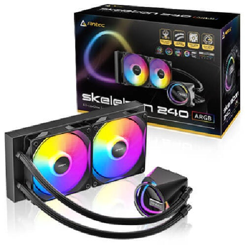 Antec Skeleton 240 ARGB, All-in-One Liquid Cooler, 240mm, PWM ARGB fans, 2000RPM, 72.29CFM, Intel/AMD support, â‰¤32dB, aluminum radiator, 3Y
