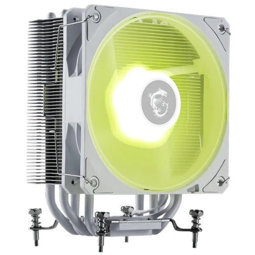 MSI MAG COREFROZR AA13 - WHITE â€“ 120Ã—120Ã—25mm, 2070RPM, 62.6CFM, 30.1dBA, 4Ã—Ã˜6mm, 152Ã—121Ã—94.5mm, ARGB, AM4/AM5, LGA1700/1851, PWM, 40Khrs, 1.44W