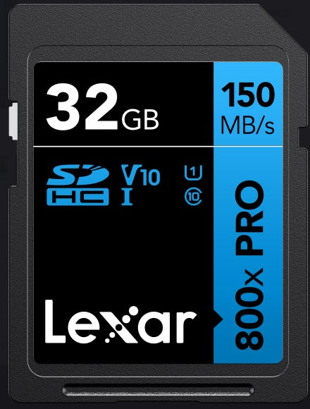Lexar High-Performance 800x PRO 32GB SDHCâ„¢ SDXCâ„¢ UHS-I Card BLUE Series read speed up to 150MB/s shoot high-quality images and stunning 1080p Full-HD