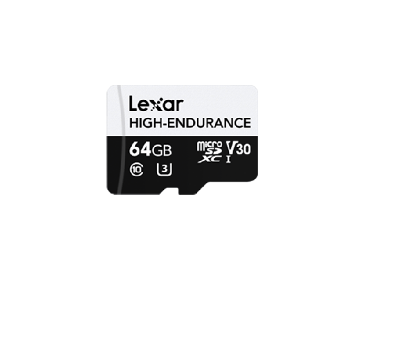 Lexar High-Endurance microSDXCâ„¢ UHS-I cards 64GB High-Endurance microSDXC UHS-I, C10, UHS-I (U3), V30, up to 100MB/s read, up to 35MB/s write