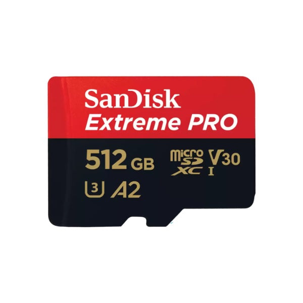 SanDisk Extreme® PRO microSDXC™ UHS-I CARD 512GB  Write speeds of up to 140MB/S  Great for capturing 4K UHD video  Lifetime Limited
