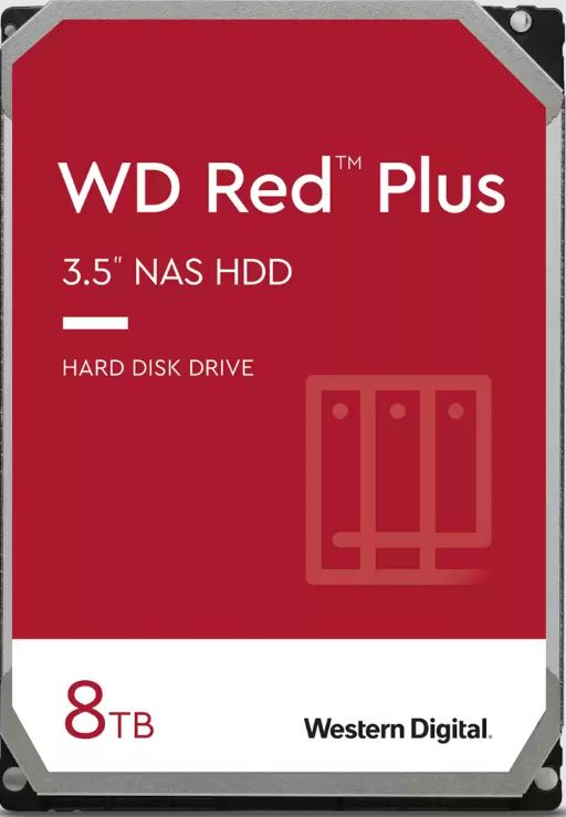 Western Digital WD Red Plus 8TB 3.5' NAS HDD SATA WD80EFPX  215MB/s  5640 RPM  256MB Cache  3-Year Limited
