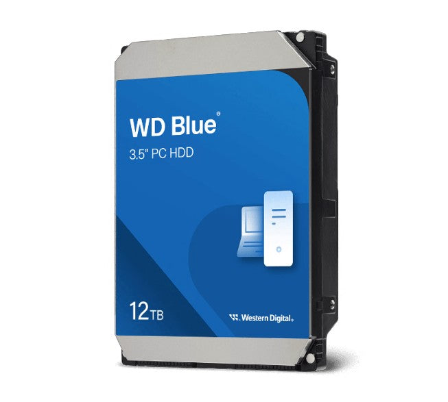 Western Digital WD Blue PC Desktop Hard Drive - 12TB, 3.5', SATA, up to 260MB/s, 7200 RPM, CMR, 512MB, 2Y