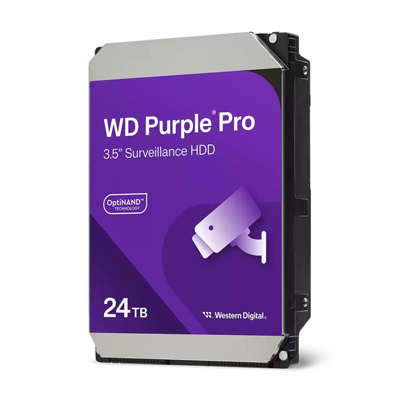 Western Digital WD Purple™ Pro Surveillance Hard Drive - 24TB 3.5' HDD 7200RPM 512MB SATA 287MB/s 24x7 2.5mil MTBF 5-Year Limited