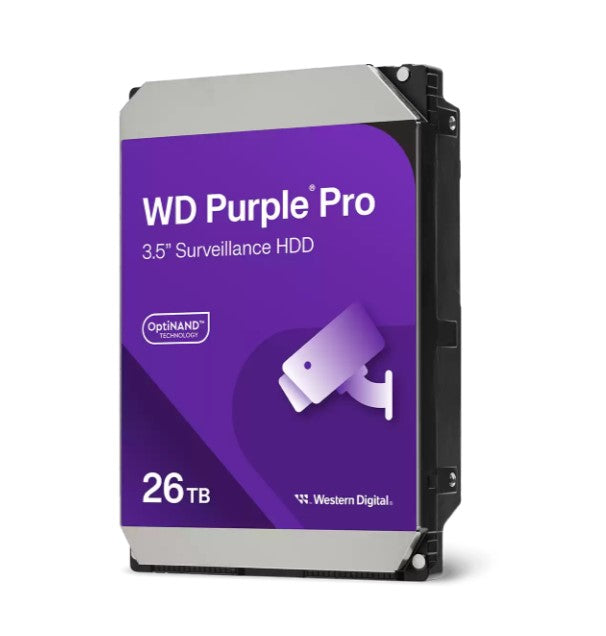 Western Digital WD Purple Pro 26TB 3.5' Surveillance HDD 7200RPM 512MB SATA 287MB/s 7200 RPM 512MB 5yrs