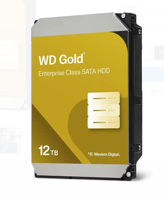 Western Digital Gold 12TB 3.5' Enterprise Class SATA 6 Gb/s HDD 7200 RPM Cache Size  256MB 5-Year Limited