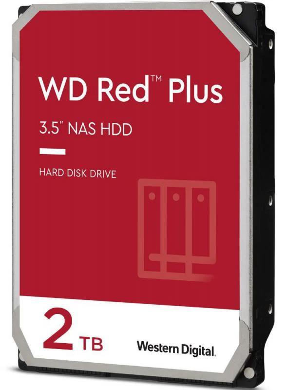 Western Digital 2TB WD Red Plus NAS Hard Drive 3.5-Inch -Transfer Rate up to 215MB/s -5640 RPM -Cache Size 512MB -3-Year Limited    WD20EFPX