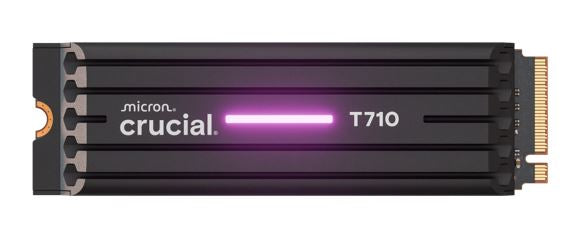 Crucial T710 4TB PCIe Gen5 NVMe 2280 SSD w Heatsink - 14500/13800 MB/s R/W 2400TBW 2.3M IOPs 1.5M hrs MTTF with DirectStorage for Intel & AMD 5yrs