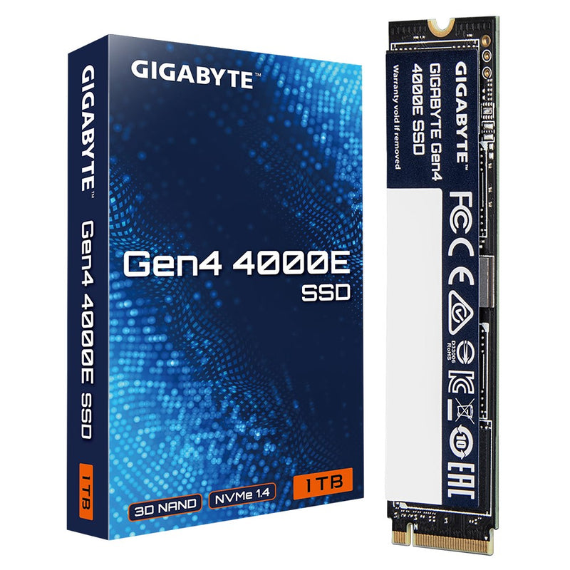GIGABYTE Gen4 4000E SSD 1TB,  PCI Express 4.0x4, M.2, 1000GB,  Up to 4000 MB/s, 3900 MB/s, MTBF 1.5M hours, 3 y