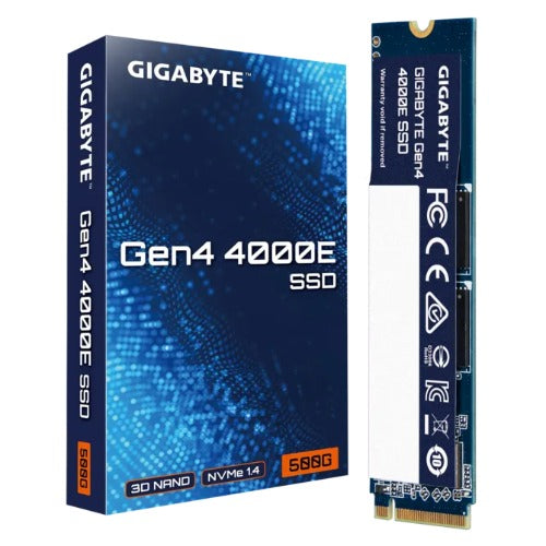 GIGABYTE Gen4 4000E 500GB NVMe PCIe 4.0 x4 M.2 2280 SSD, 3600MB/s Read, 3000MB/s Write, 1.5M Hours MTBF, 3-Year