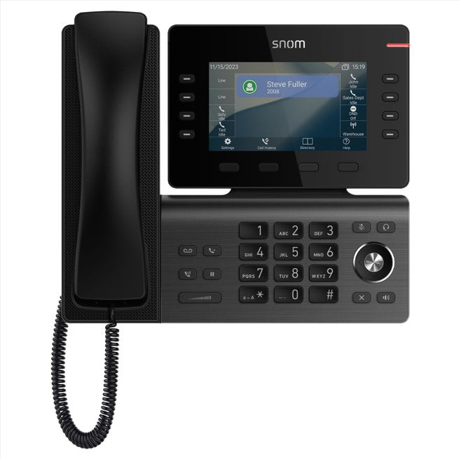 SNOM D812 Desk Telephone, 5' color LCD Screen with 8 SIP accounts, GigE ethernet switch, and 1 USB port, 8 (28) Self-Labeling Keys, PoE, 3Y