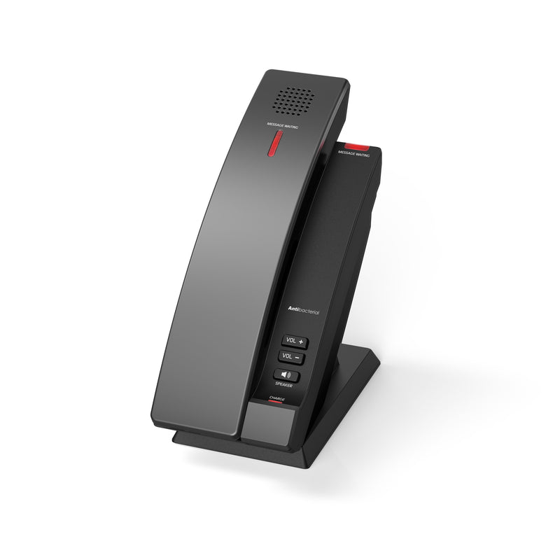 SNOM HD101 Hospitality Phone, Cordless DECT handset, Antibacterial housing, Large LED call indicator, Up to 4 handsets, PoE, HD audio