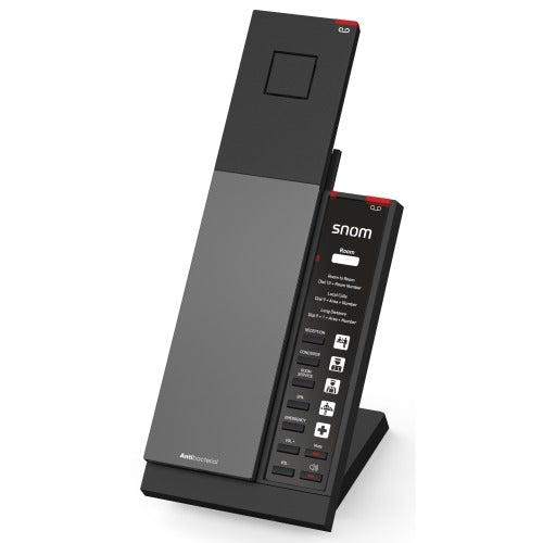 Snom HD341A â€“ Analogue Cordless Guest Room Phone, wireless DECT handset, five speedâ€‘dial keys, antibacterial housing, customisable back cover