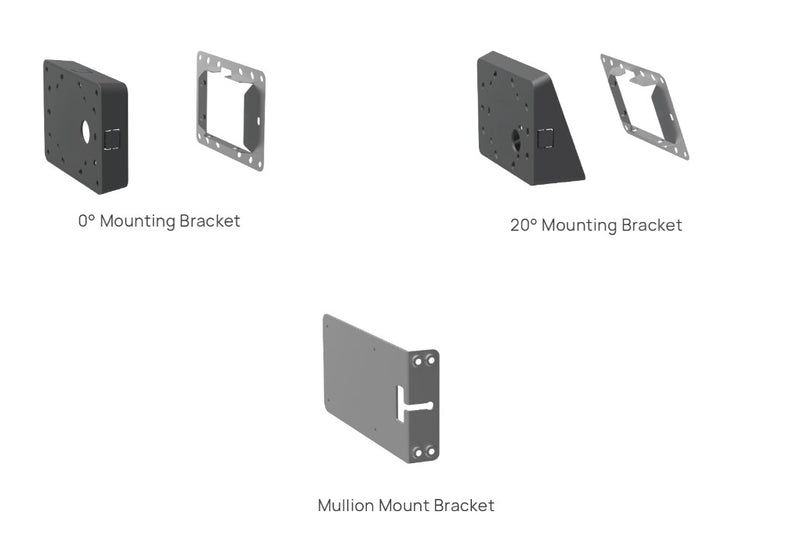 Yealink RoomPanel Mount Kits, Device Compatibility RoomPanel, 0Â° Mounting Bracket, 20Â° Mounting Bracket, Mullion Mount Bracket