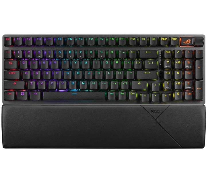 ASUS ROG STRIX SCOPE II 96 WL Snow Switch NX Wireless Gaming Mechanical Keyboard, Tri-mode Connection, Streamer hotkeys, Multifunction controls