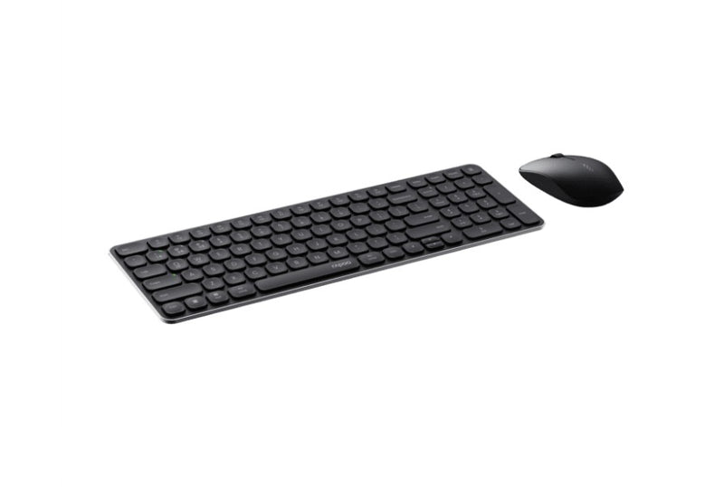 RAPOO 9320M Bluetooth 4.0, 5.0 + 2.4G  Wireless Multi-mode Keyboard Mouse Combo, Aluminium Base, 2400 DPI, 10M Range, Compact Black Retail Pack
