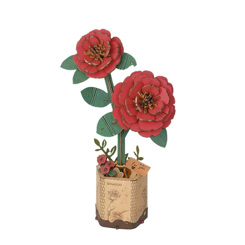 Wooden Craft DIY Red Camellia ROKR