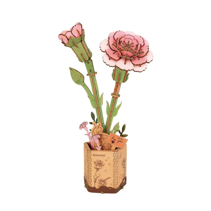 Wooden Craft DIY Pink Carnation ROKR