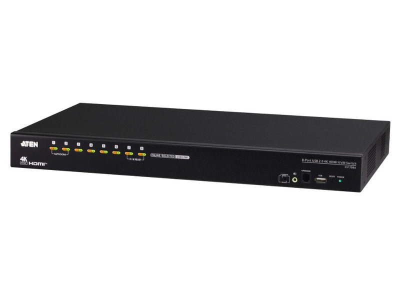 Aten 8-Port USB2.0 4K HDMI KVM Switch, Supports up to 4K DCI (4096 x 2160 @ 60Hz) and built-in 2-port USB 2.0 hub, Supports 3-level cascading