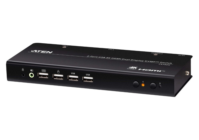 Aten Desktop 2-Port USB 4K HDMI Dual-Display KVMP™ Switch, up to 4096 x 2160 @ 60 Hz, Video DynaSync™, (Cables included)
