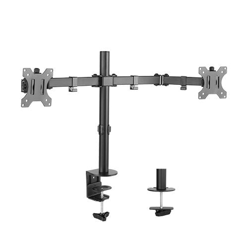 Brateck Dual Screens Economical Double Joint Articulating Steel Monitor Arm Fit Most 13â€™â€™-32â€™â€™ Monitors Up to 8kg per screen VESA 75x75/100x10