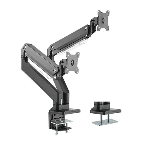 Brateck Dual Monitors Aluminum Heavy-Duty Gas Spring Monitor Arm Fit Most 17â€˜-35â€™ Monitors Up to 15kg per screen VESA 75x75/100x100