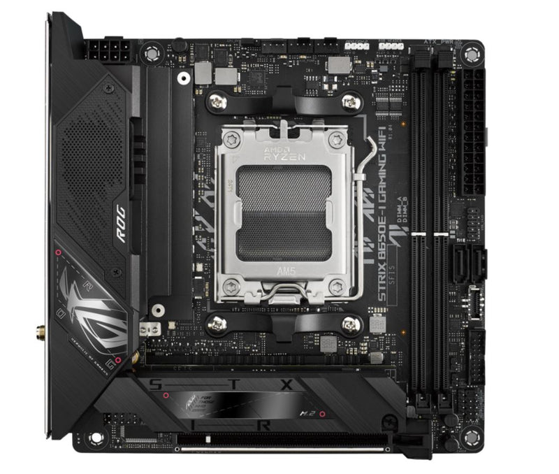 ASUS AMD B650E ROG STRIX B650E-I GAMING WIFI (AM5) Mini-ITX Motherboard, DDR5(2x), 10+2+1 Power Stages, PCIe 5.0 GPU/M.2, USB-C, 2.5Gb LAN, Wi-Fi 6E